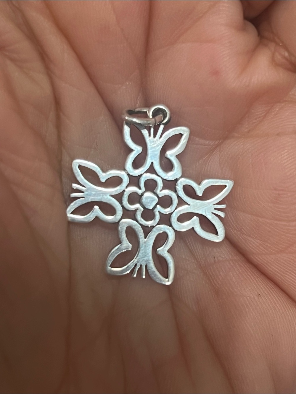 Retired James Avery sterling silver butterfly cross charm or pendant